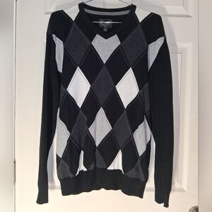 Retrofit Black and Gray Argyle Sweater